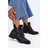 Boto Low Women's Ankle Boots With Flat Heel With Decorative Detail Insulated Black Cylira | Shoptok.si