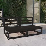 Maison Chic Vrtni kavč - Zunanji kavč dvosed črna trdna borovina, (22041939) | Shoptok.si