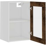 vidaXL Steklena viseča omarica dimljeni hrast 40x31x60 cm inežnir. les | Shoptok.si