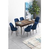 Hanah home Han - Baroque, Navy Blue BaroqueNavy Blue Extendable Dining Table & Chairs Set (7 Pieces) | ePonuda.com