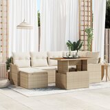 vidaXL 7-delna vrtna sofa garnitura z blazinami Bež poli ratan akacija | Shoptok.si