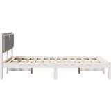 vidaXL Posteljni okvir z oblazinjenim vzglavjem Svetlo siva | Shoptok.si