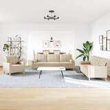  3-dijelni set sofa s ukrasnim jastucima krem od tkanine | Eponuda.com