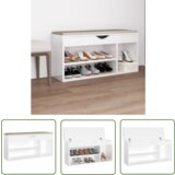 The Living Store Klop za čevlje z blazino visok sijaj bela 104x30x49 cm - Klop Za Čevlje, (21744416) Cene