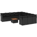  12-dijelni set vrtnih sofa od poliratana s jastucima crni | shoptok.hr