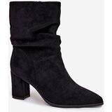Boto Women's Ankle Boots with Ruching Heeled Warm Black Amelise | Shoptok.si