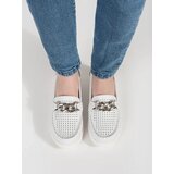 GOODIN Leather white loafers with a chain on the platform | Shoptok.si