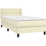  Boxspring - Krevet s oprugama i madracem krem 90 x 190 cm od umjetne kože - Krema 90 x 190 cm gumbi | shoptok.hr