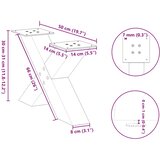  Noge za klub stolić u obliku slova X, 2 kom, prirodni čelik, 50 x (30-31) cm, čelik | shoptok.hr