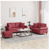 vidaXL 3-dijelni set sofa s jastucima boja vina od umjetne kože | shoptok.hr