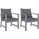 The Living Store Vrtni stoli 2 kosa s temno sivimi blazinami trden akacijev les - Vrtni Stol, (21476102) | Shoptok.si