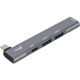 LINQ Razdelilnik USB C 4 v 1 s 60W polnjenjem USB C in 3 priključki USB 3.0 in 2.0, Srebrna, (5000063509) | Shoptok.si