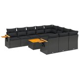 Maison Chic Seti vrtnega pohištva - Vrtna garnitura - Vrtni pohištvo set 11-delna z blazinami črn poli ratan, (21816137) | Shoptok.si