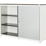 mauser Omara z drsnimi vrati, VxŠxG 1168 x 1600 x 432 mm, plošča s polnim jedrom, 2 x 2 polici, čista bela / aluminijasto siva / javor | Shoptok.si