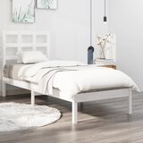 The Living Store Posteljni okvir bel iz trdnega lesa 100x200 cm - Posteljni Okvir, (21531480) | Shoptok.si