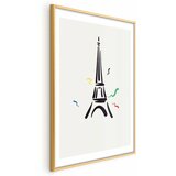  Plakat - Black Illustration of the Eiffel Tower on a Light Background 29.7x42 Zlatni okvir s margom | shoptok.hr