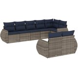  Vrtni set od 8 dijelova s jastucima sivi poliratan - Siva 1 Bez stola | shoptok.hr