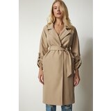  Women's Beige Belted Seasonal Trench Coat | Shoptok.si