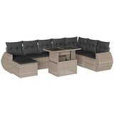 Maison Chic Seti vrtnega pohištva - Vrtna garnitura - Vrtni pohištvo set 9-delna z blazinami sv. siv poli ratan, (21805046) | Shoptok.si