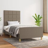 The Living Store Posteljni okvir z vzglavjem taupe 100x200 cm blago - Posteljni Okvir Z Vzglavjem, (21524094) Cene