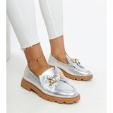 Gemre Silver Loafers with Decorative Safety Pin Bogumila | Shoptok.si