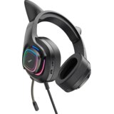 hoco. Slušalke z mikrofonom, gaming, USB/3.5 mm, LED - W107 Cute Cat Black/Green | Shoptok.si
