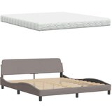  Postelja z vzmetnico taupe 180x200 cm blago | Shoptok.si