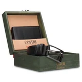 muŠki set koŽni novČanik i kaiŠ c-1029/ crni