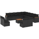 Maison Chic Seti vrtnega pohištva - Vrtna garnitura - Vrtni pohištvo set 14-delna z blazinami črn poli ratan, (21810310) | Shoptok.si