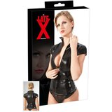Latex - Ženski top s kratkimi rokavi in zadrgo (črn) | Shoptok.si