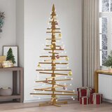 vidaXL Leseno božično drevo z stojalom Rjava 210 cm Trdna borovina | Shoptok.si