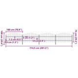  Vrtna ograda s vrhom koplja Čelik 714,5 x 100 cm Crna | shoptok.hr