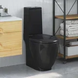 Keramična WC školjka okrogla pretok vode spodaj črna