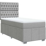 vidaXL Box spring postelja z vzmetnico svetlo siva 80x200 cm blago | Shoptok.si