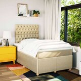 vidaXL Box spring postelja z vzmetnico krem 120x190 cm blago, (21304862) | Shoptok.si