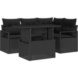 vidaXL 5-dijelni vrtni sofa set s jastučićima Crni poli ratan, 2-sjedni vrtni sofa s pohranom & jastučićima Crni poli ratan | shoptok.hr