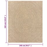 vidaXL Tepih ZIZUR 240 x 340 cm s izgledom jute unutarnji i vanjski | shoptok.hr