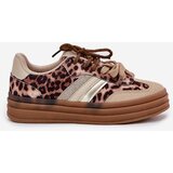 Boto Women's Platform Sneakers With Double Lacing Leopard Beige Niteria | Shoptok.si