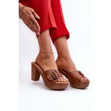 EVENTO Women's mules with stiletto heel and buckle brown Betinna | ePonuda.com