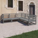 Maison Chic Seti vrtnega pohištva - Vrtna garnitura - Vrtni pohištvo set 5-delna siva trdna borovina, (21817460) | Shoptok.si