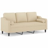 vidaXL Kavč trosed z blazinami krem 180 cm blago, (20925737) cene