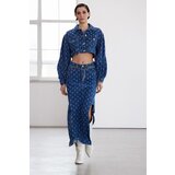 Trendyol Limited Edition Blue Textured Slit Maxi Denim Skirt | Eponuda.ba