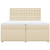 vidaXL Krevet s oprugama i madracem krem 200 x 200 cm od tkanine | shoptok.hr