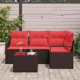  Sjedeća garnitura za vrt 5 kom. Smeđa i crvena poliratan 177 x 122 x 85 cm | shoptok.hr