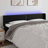  Posteljno vzglavje črno 203x16x78/88 cm umetno usnje, (20739586) | Shoptok.si