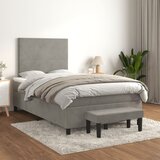 The Living Store Box spring postelja z vzmetnico svetlo siva 120x200 cm žamet - Box Spring Postelja, (21489069) Cene