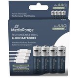 Mediarange Baterije punjive AA, USB-C Li-Ion 1.5V I 1400mAh, 4-Pack, MRBAT161 | shoptok.hr