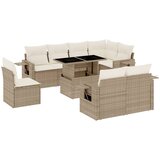 vidaXL Vrtna garnitura 9-delna z blazinami bež poli ratan, (21251672) | Shoptok.si