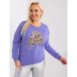 Fashionhunters Purple women's plus size blouse with print