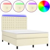  Box spring postelja z vzmetnico LED krem 140x190cm umetno usnje, (20899894) | Shoptok.si